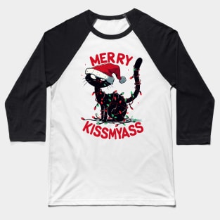 Black Cat christmas merry kissmyass Baseball T-Shirt